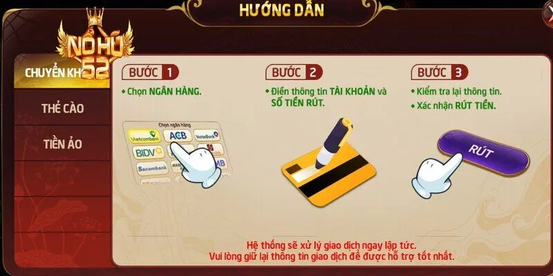 Các bước rút tiền Nohu52 nhanh chóng trong lần đầu